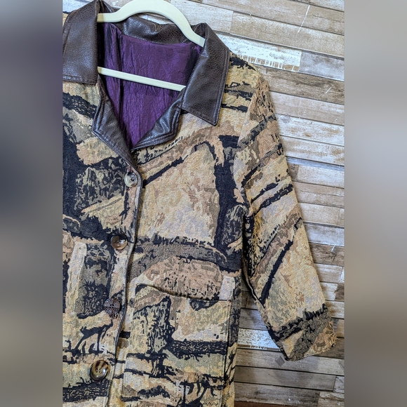 Boho Handcrafted Tapestry Jacket W 3/4 Sleeves - Picture 5 of 15